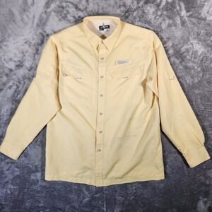 Habit Fishing Shirt Mens Medium Pale Banana Solar-Factor UPF 40+ TS1156